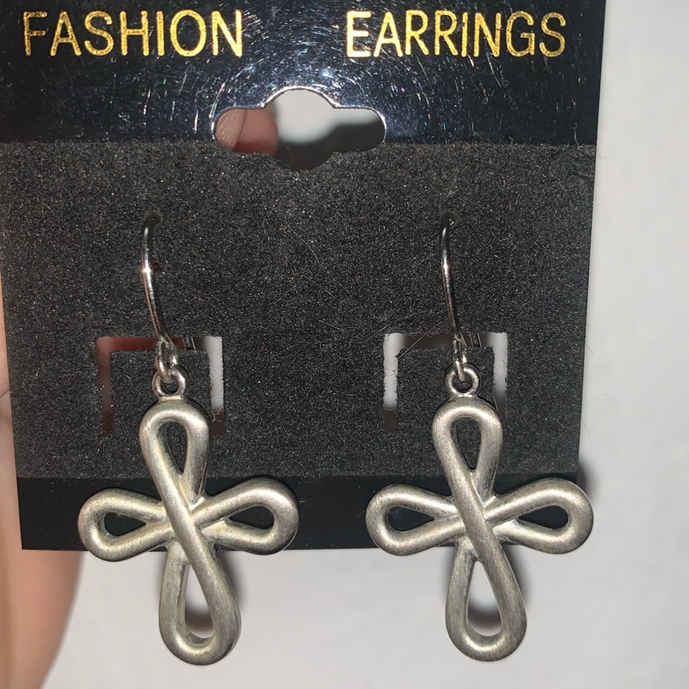 Silver Cross Fashion Earrings